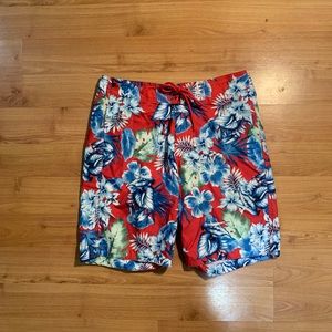 Tropical Flower Textile Swimming Trunks